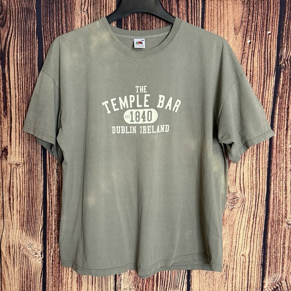 Temple Bar Dublin Ireland Est 1840 Sage Green Weathered Tee, Size XXL